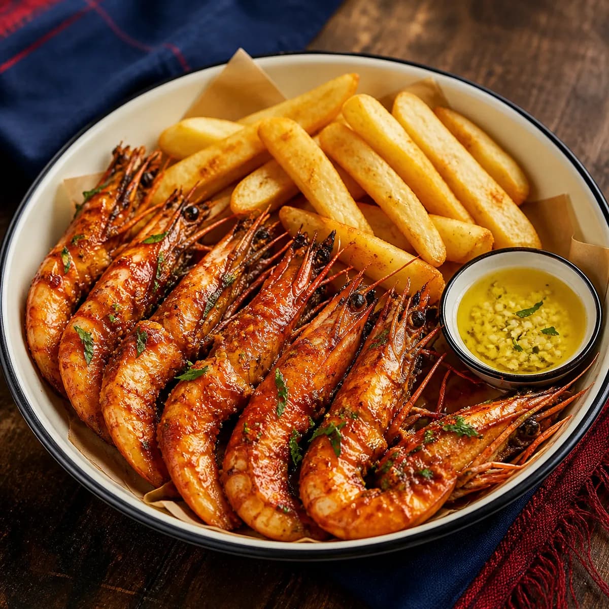 Queen prawns off the coals